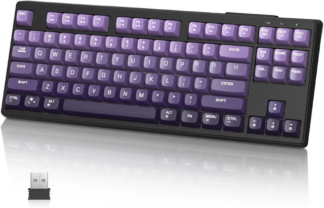 Main image of ZIYOU LANG M87 80% TKL Membrane Wireless Gaming Keyboard - Purple | Mechanical Feel, Bluetooth/2.4GHz, Rainbow Backlit, PBT Gradient Keycaps, Rechargeable 4000mAH Battery, Silent, Ergonomic