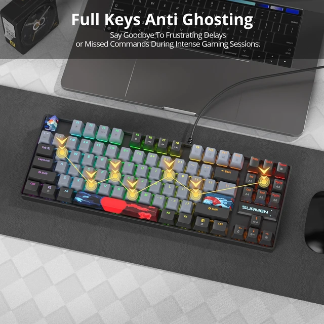 Alt view image 7 of 7 - iRoboosta 75% Mechanical Gaming Keyboard with Red Switch, RGB LED Backlit Keyboard Grey, 87 Keys Compact TKL Wired Computer Keyboard for Windows Laptop PC Gamer (87 Dolch)