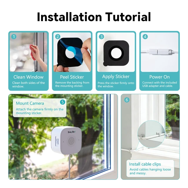 Alt view image 6 of 7 - SnapBud 3MP 2K Window Camera, Indoor Camera for Home Security with Full-Color Night Vision, AI Human/Pet/Vehicle Detection, 24/7 Recording, 2-Way Audio, 5GHz & 2.4GHz WiFi Cloud/SD Storage (2 Pack)