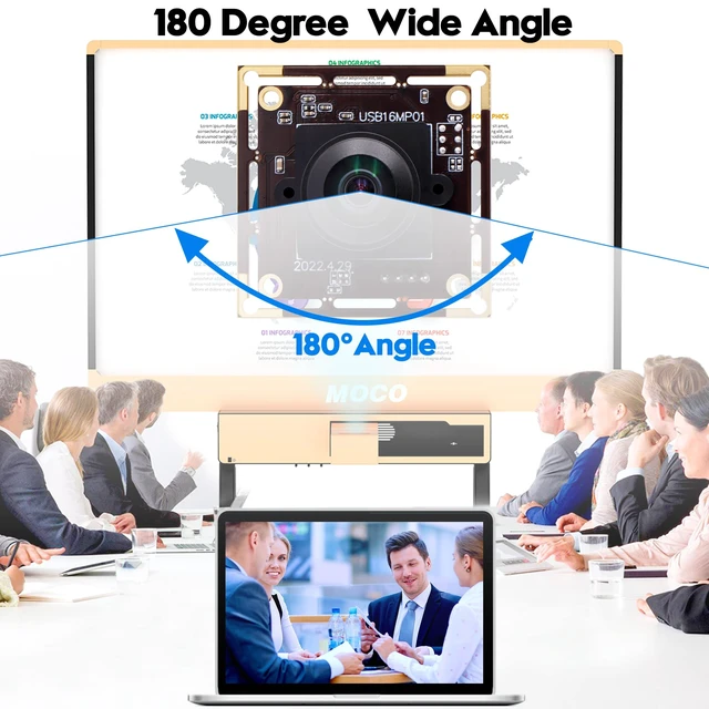Alt view image 4 of 7 - Hotpet 16MP USB Camera Module with Fisheye Lens, Wide Angle 180 Degree, Mini Security Camera, IMX298 Sensor, Ideal for Surveillance, Plug and Play for Windows, Linux, Android, Mac OS, Raspberry Pi