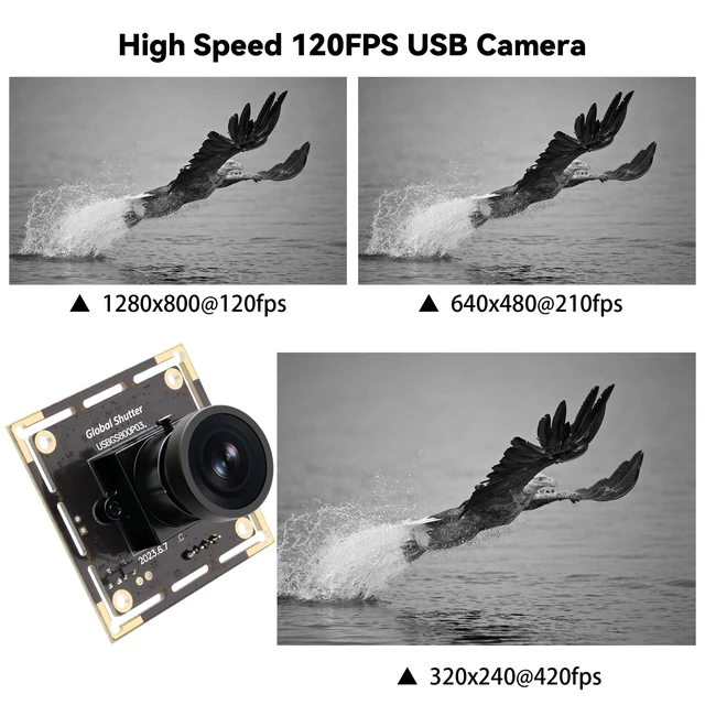 Alt view image 5 of 7 - QILOVE Global Shutter USB Camera Module, 800P Monochrome High Speed 120fps | Wide Angle No Distortion Lens, Multi FPS Modes 120/210/420/640fps, UVC Webcam for Raspberry Pi, Linux, Mac & Windows