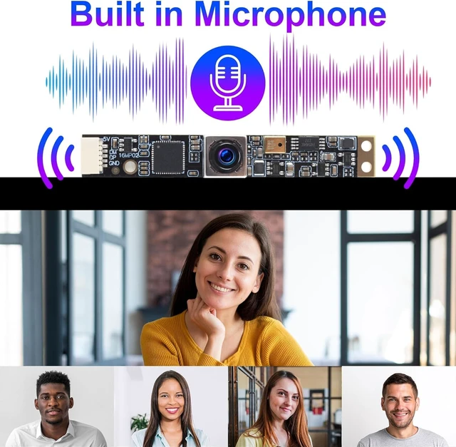 Alt view image 3 of 7 - IFWATER 16MP 5K Autofocus USB Camera Module, Built-in Microphone,97° HFOV Distortion-Free AF Lens, Plug and Play for Industrial PC, Lightburn, Windows, Linux, Jetson Nano, OpenCV