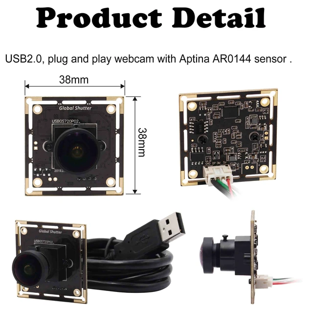Alt view image 7 of 7 - IFWATER 60fps Global Shutter USB Camera Module with 170° Fisheye Lens,High Speed 720P Aptina AR0144 Camera for Industrial Applications with Jetson Nano,Laptop,Raspberry Pi
