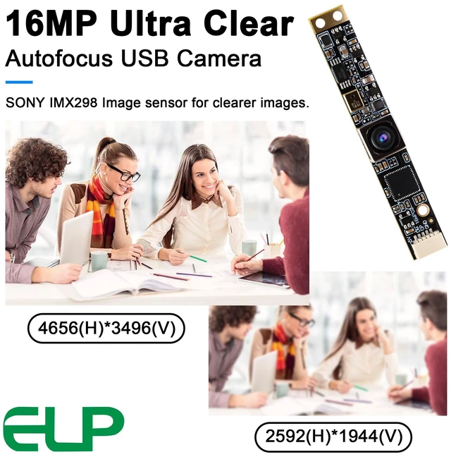 Alt view image 7 of 7 - 16mp Mini Strip Autofocus USB Camera Module with Microphone for Computer | UVC USB2.0 Lightburn Camera for Laser, Auto Focus Micro USB Security PC Camera, Industrial CCTV Video Webcam for Robotics