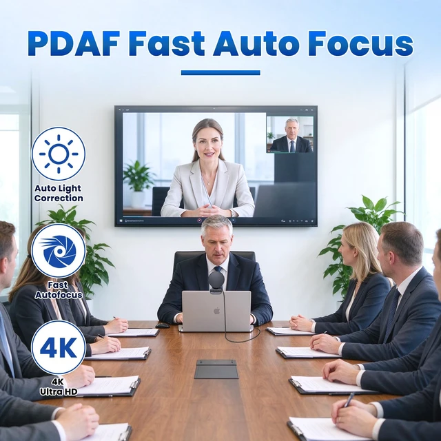 Alt view image 3 of 7 - S900 4K Webcam for PC, PDAF Autofocus,1/2.5" Sensor | 1080P@60FPS, 2 Noise Reduction Mics, 77°FOV, Plug & Play, Privacy Cover, Computer Camera for Streaming, Meeting & Creation