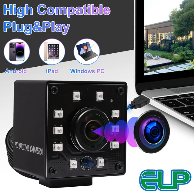 Alt view image 5 of 7 - IR Infrared USB Fisheye Camera for Computer, High Speed Night Vision Webcam | 100FPS/480P, 60FPS/720P, 30FPS/1080P, Wide Angle UVC USB2.0 Lightburn camera, 1.56mm Fisheye Webcam for Home Surveillance