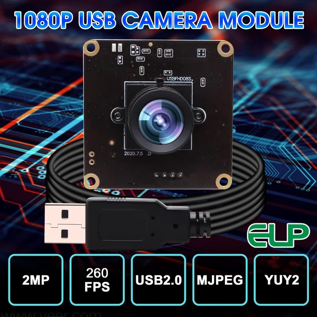 Alt view image 3 of 7 - ELP High Speed USB Camera 1080P Embedded Webcam Board with 100degree No Distortion Lens for Computer High fps 60fps 120fps 260fps Wide Angle UVC USB2.0 Camera Module for Laptop 3D Printer Raspberry Pi