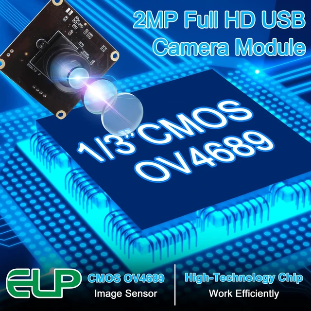 Alt view image 2 of 7 - ELP High Speed USB Camera 1080P Embedded Webcam Board with 100degree No Distortion Lens for Computer High fps 60fps 120fps 260fps Wide Angle UVC USB2.0 Camera Module for Laptop 3D Printer Raspberry Pi