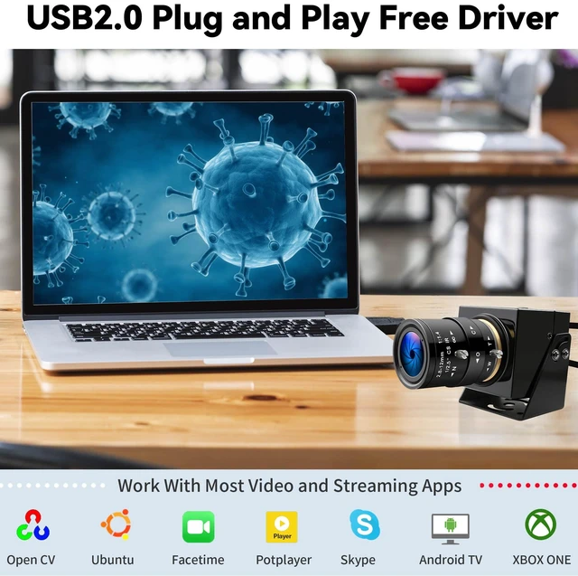 Alt view image 6 of 7 - IFWATER HD High Speed USB Camera,4X Manual Zoom Lens,480P@120fps 720P@60fps 1080P@30fps High Frame Rate UVC Webcam, Laser Engraving,3D Printer, Security, Plug & Play, Windows Linux Android Mac OS
