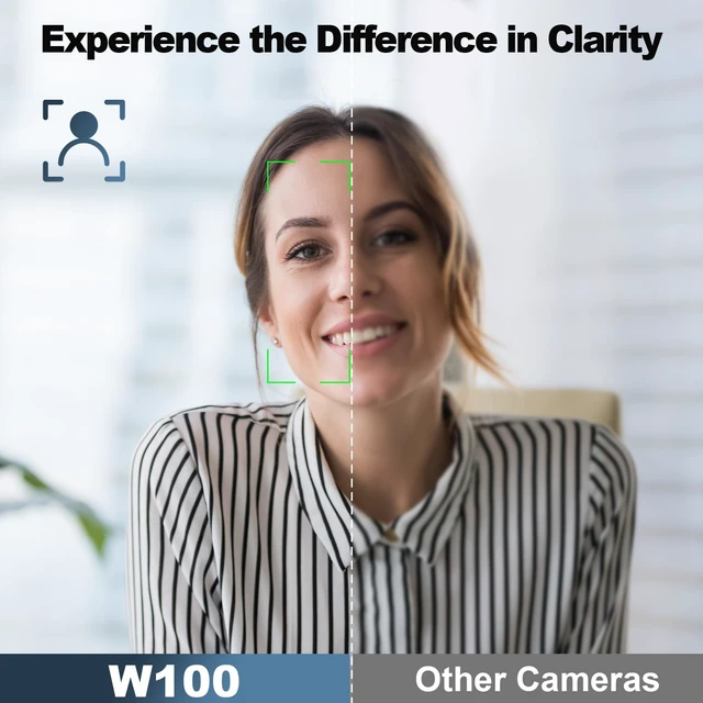 Alt view image 2 of 7 - NBD 2K Webcam for PC & Laptop, Autofocus Computer Camera with Remote Control, 2 AI-Noise Canceling Microphones, Stereo Mics, Adjustable Field of View, Low-Light Correction, Built-in Privacy Cover W100