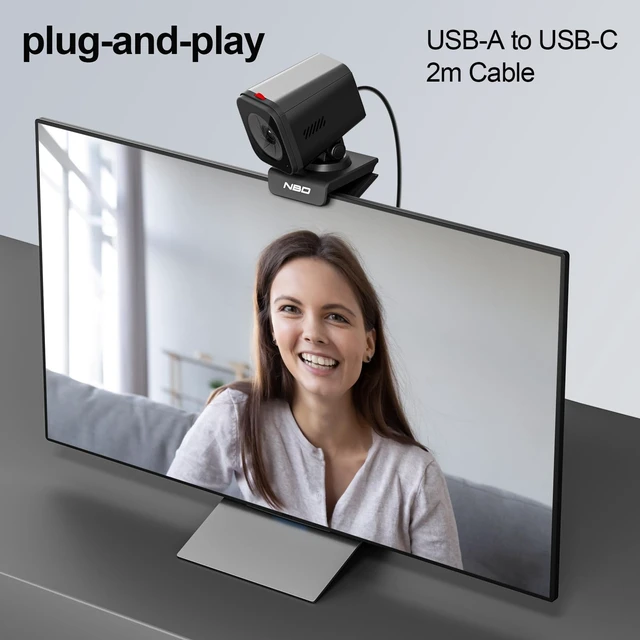 Alt view image 6 of 7 - NBD 2K Webcam for PC & Laptop, Autofocus Computer Camera with Remote Control, 2 AI-Noise Canceling Microphones, Stereo Mics, Adjustable Field of View, Low-Light Correction, Built-in Privacy Cover W100