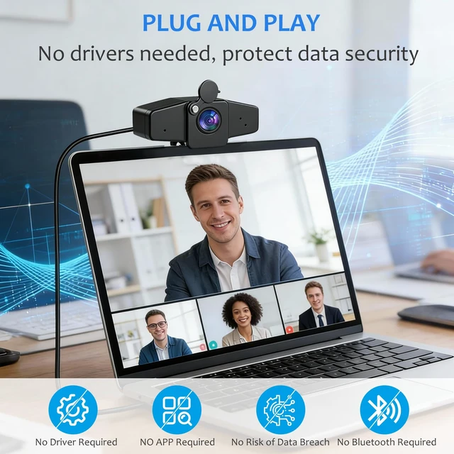Alt view image 7 of 7 - POHO 4K Webcam for PC, PDAF Autofocus, 75° FOV, Anodized Aluminum Alloy | Auto Light Correction, Dual Noise-Canceling Mics, Built-in Privacy Cover, for Zoom, Teams, Google Meet, Gaming, Conference