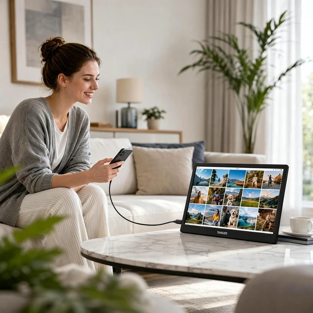 Alt view image 6 of 7 - TANUSZ 15.6 Inch Portable Monitor, 1366x768 HD 16:9 HDR Portable Display, USB Type-C Second Screen for Laptop, PC, Xbox, Smart Phone