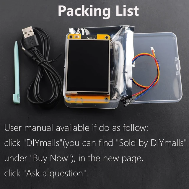 Alt view image 5 of 6 - DIYmalls 2.8 inch ESP32-2432S028R Yellow Display Touchscreen TFT LCD CYD | (Pack of 2) DIYmalls 2.8 inch ESP32-2432S028R ESP32 Yellow Display Resistive Touchscreen TFT LCD Module CYD Development Board