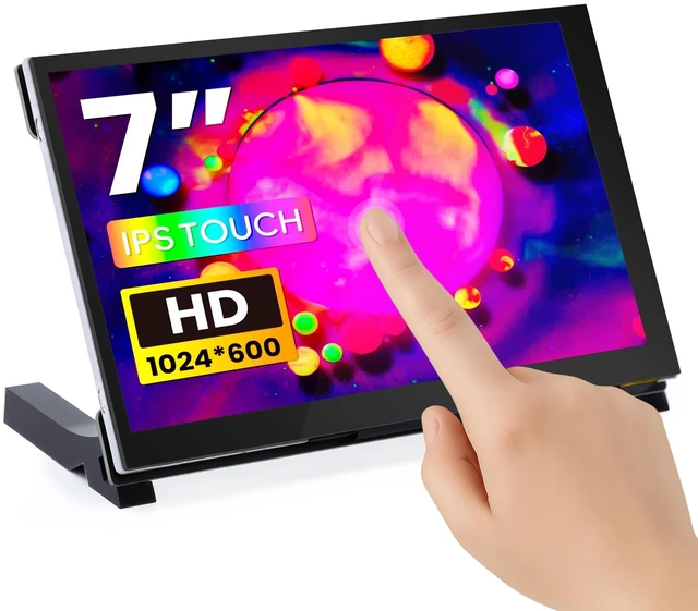 Main image of GrowCube 7 Inch Touchscreen Monitor for Raspberry Pi Touch Screen Display | IPS HD Capacitive 1024X600 with Acrylic Stand, Plug and Play, Compatible with Raspberry Pi 5/4/3, Banana Pi, Jetson Nano