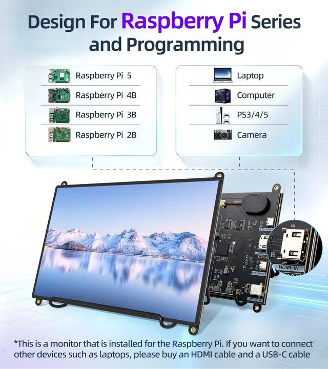Alt view image 3 of 7 - Forzola 8 Inch FHD 1920x1200 Touchscreen Monitor Compatible with Raspberry Pi, IPS 72% NTSC Portable HDMI Touch Screen Display Compatible with Raspberry Pi 5/4B/3B+/3B/B+ Jetson Nano Win11/10/8/7