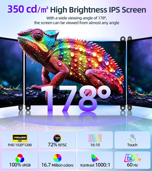 Alt view image 4 of 7 - Forzola 8 Inch FHD 1920x1200 Touchscreen Monitor Compatible with Raspberry Pi, IPS 72% NTSC Portable HDMI Touch Screen Display Compatible with Raspberry Pi 5/4B/3B+/3B/B+ Jetson Nano Win11/10/8/7