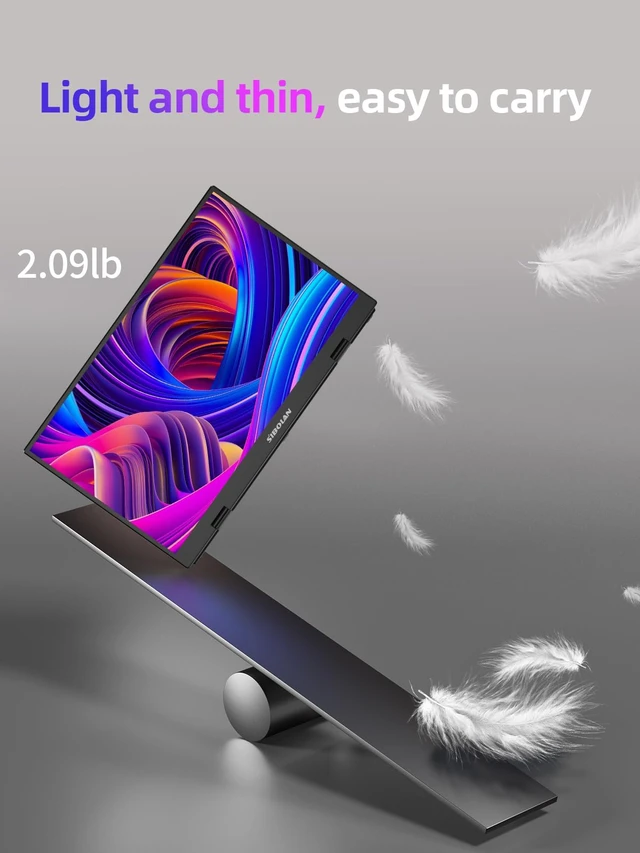 Alt view image 4 of 6 - sibolan Portable Monitor, 15.6 Display, 1080P Full HD Resolution, IPS Panel, 300 Nits Brightness, 60Hz Refresh Rate, USB-C/HDMI, Plug & Play, Height-Adjustable Stand, Gaming & Travel