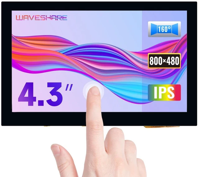 Main image of waveshare 4.3inch Capacitive Touch Display Compatible with Raspberry Pi 5/4B/3B+/3A+/3B/2B/B+/A+/CM3/3+/4 800×480 Resolution IPS Wide Angle MIPI DSI Interface