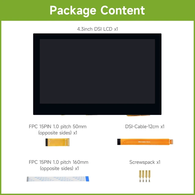 Alt view image 2 of 7 - waveshare 4.3inch Capacitive Touch Display Compatible with Raspberry Pi 5/4B/3B+/3A+/3B/2B/B+/A+/CM3/3+/4 800×480 Resolution IPS Wide Angle MIPI DSI Interface