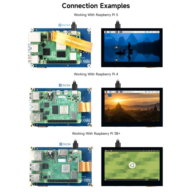 Alt view image 5 of 7 - waveshare 4.3inch Capacitive Touch Display Compatible with Raspberry Pi 5/4B/3B+/3A+/3B/2B/B+/A+/CM3/3+/4 800×480 Resolution IPS Wide Angle MIPI DSI Interface