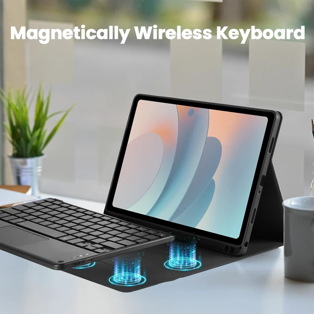 Alt view image 7 of 7 - SOPPY Backlit Keyboard Case with Touchpad for Samsung Galaxy Tab A11+ 2025/ A9+ 2023 11-inch, 7-Color Backlight, Slim Cover with Detachable Wireless Keyboard for Galaxy Tab A9+ A11+ 11", Black