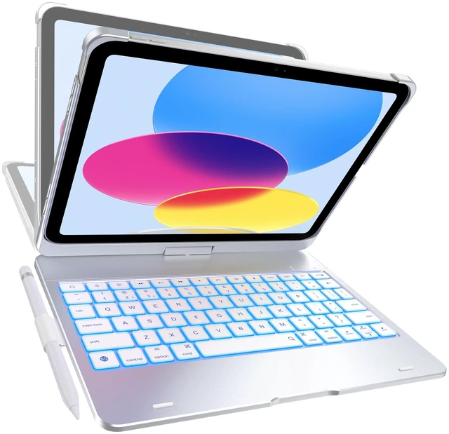 Main image of typecase Flexbook Trackpad-Free Keyboard Case for iPad A16 11th/10th Gen | 360° Rotating, 11-Color Backlit Keys, Pencil Holder; Fits iPad A16 11 (2025) & 10th Gen 10.9 (2022), Silver