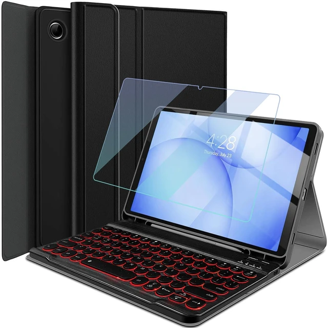 Main image of Wineecy Backlit Keyboard Case for Samsung Galaxy Tab A11 Plus/A9 Plus 11 | 7 Colors Backlit, Detachable Wireless Keyboard, PU Leather Folio Case with Screen Protector, Built in Pen Holder, Round Keys