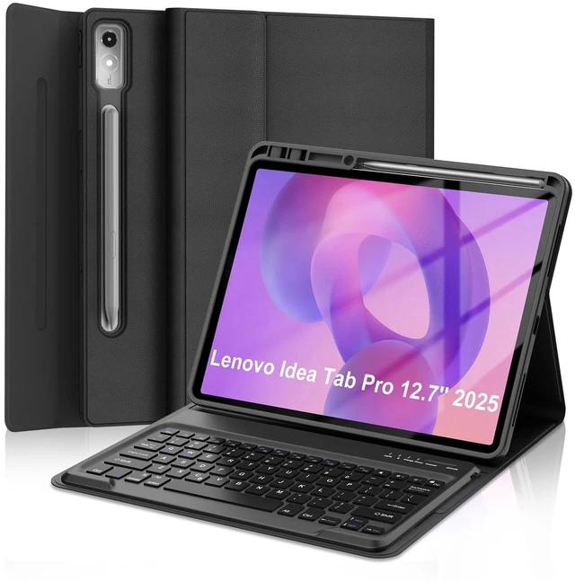Main image of for Lenovo Idea Tab Pro Case with Keyboard 12.7 inch 2025 TB373FU/TB375FC | Magnetic Detachable Wireless Bluetooth Keyboard, Adjustable Kickstand, Folio PU Leather Case, Pencil Holder, Auto Sleep/Wake