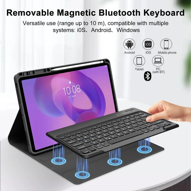 Alt view image 3 of 7 - for Lenovo Idea Tab Pro Case with Keyboard 12.7 inch 2025 TB373FU/TB375FC | Magnetic Detachable Wireless Bluetooth Keyboard, Adjustable Kickstand, Folio PU Leather Case, Pencil Holder, Auto Sleep/Wake