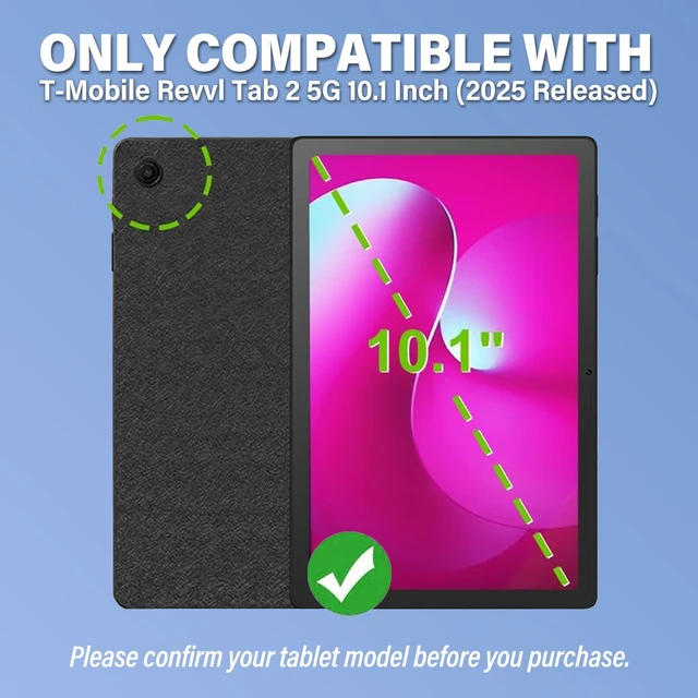 Alt view image 2 of 7 - Backlit Keyboard Case for T-Mobile REVVL Tab 2 10.1 Inch 2025 Release | 7 Colors Backlit, Detachable Wireless Keyboard, Rechargeable Battery , PU Leather Folio Case, Round Keys