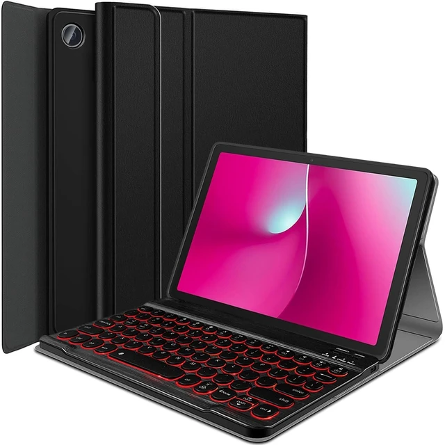 Main image of Backlit Keyboard Case for T-Mobile REVVL Tab 2 10.1 Inch 2025 Release | 7 Colors Backlit, Detachable Wireless Keyboard, Rechargeable Battery , PU Leather Folio Case, Round Keys