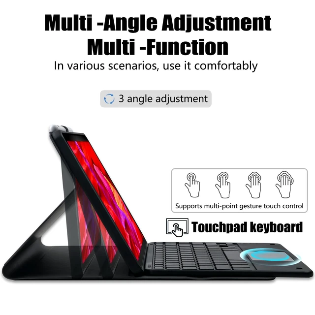 Alt view image 6 of 7 - MePadKey Tablet Touchpad Keyboard Case for Amazon fire Max 11 11.0-inch 13th Generation 2023,Rainbow Backlight Rechargeable Detachable Keyboard with Pen Holder Cover (Black)