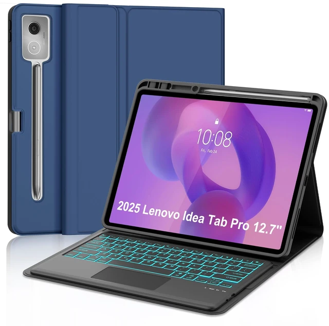Main image of Keyboard Case for Lenovo Idea Tab Pro 12.7'' 2025 with Touchpad, Detachable Keyboard Case for Lenovo Tab 12.7in Pro with Trackpad, Pen Holder, Smart Cover Backlit Keypad for Idea Pro12.7 Tablet, Blue
