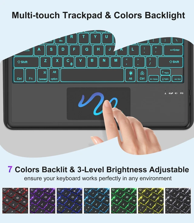 Alt view image 3 of 7 - Keyboard Case for Lenovo Idea Tab Pro 12.7'' 2025 with Touchpad, Detachable Keyboard Case for Lenovo Tab 12.7in Pro with Trackpad, Pen Holder, Smart Cover Backlit Keypad for Idea Pro12.7 Tablet, Blue
