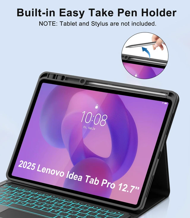 Alt view image 6 of 7 - Keyboard Case for Lenovo Idea Tab Pro 12.7'' 2025 with Touchpad, Detachable Keyboard Case for Lenovo Tab 12.7in Pro with Trackpad, Pen Holder, Smart Cover Backlit Keypad for Idea Pro12.7 Tablet, Blue