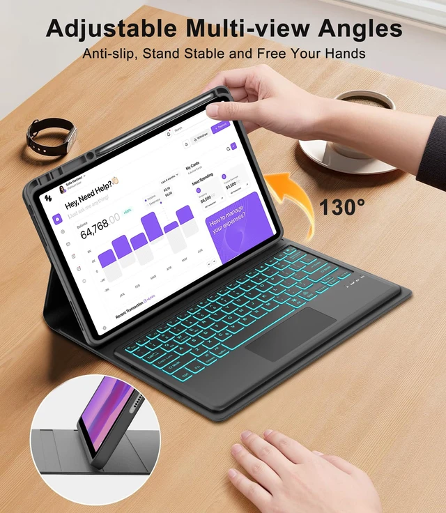 Alt view image 5 of 7 - Keyboard Case for Lenovo Idea Tab Pro 12.7'' 2025 with Touchpad, Detachable Keyboard Case for Lenovo Tab 12.7in Pro with Trackpad, Pen Holder, Smart Cover Backlit Keypad for Idea Pro12.7 Tablet, Blue