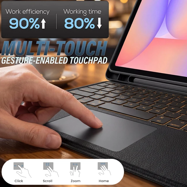 Alt view image 7 of 7 - Backlit Touchpad Keyboard Case for Lenovo Idea Tab 11'' 2025/ Tab M11 2024, 7 Colors Backlight Keyboard with Multi-Angle Kickstand Detachable Magnetic Cover Case for Lenovo Idea Tab 11 Inch