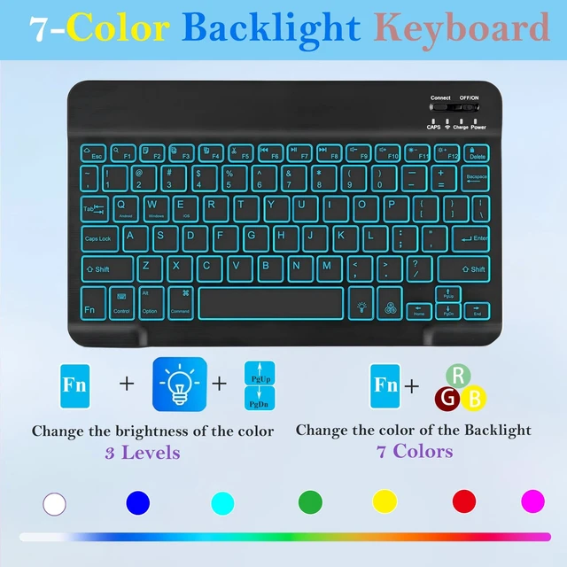 Alt view image 5 of 7 - 7-Color Backlit Detachable Keyboard Case with Wireless Mouse for Lenovo Idea Tab Plus 12.1 Inch/Tab K12 2025 (TB361FU/TB361ZU), Magnetic Keyboard Cover for with Mouse, 3 Adjustable Angles, Black