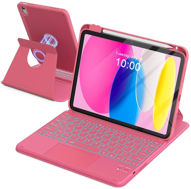 Main image of ZYNTHRALIX for iPad 11th (A16)/10th Gen Case Keyboard, Portrait/Tablet Mode | Detachable Magnetic Protective Case, Wireless Keyboard with Smart Trackpad, 7-Color Backlit, Landscape/Portrait, Hot Pink