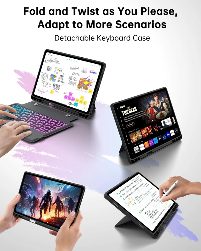 Alt view image 4 of 7 - for Galaxy Tab A9+ 11 inch Case with Keyboard - Rainbow Backlit Detachable Tablet Keyboard Cover with Touchpad - Auto Wake-up/Sleep Keyboard Case with Pen Holder for Samsung Galaxy Tab A9 Plus 5G 2023