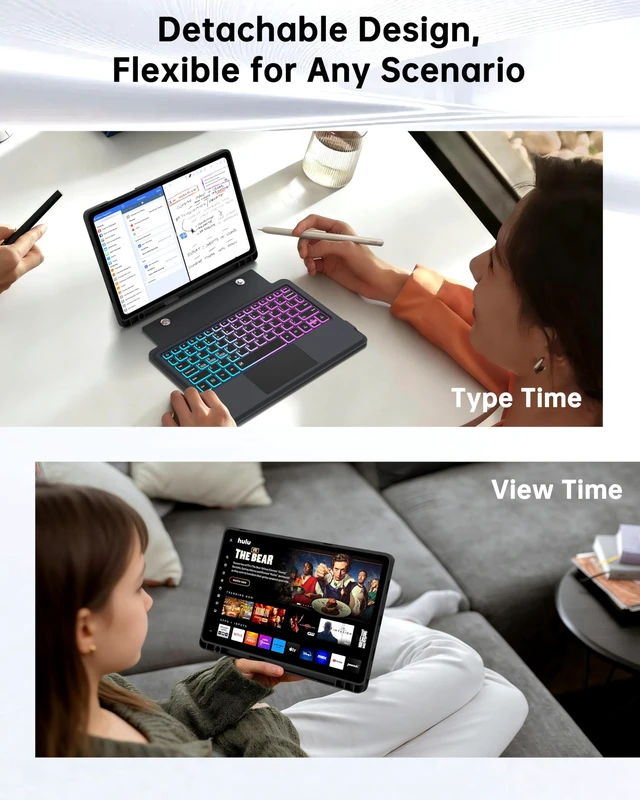 Alt view image 5 of 7 - for Galaxy Tab A9+ 11 inch Case with Keyboard - Rainbow Backlit Detachable Tablet Keyboard Cover with Touchpad - Auto Wake-up/Sleep Keyboard Case with Pen Holder for Samsung Galaxy Tab A9 Plus 5G 2023