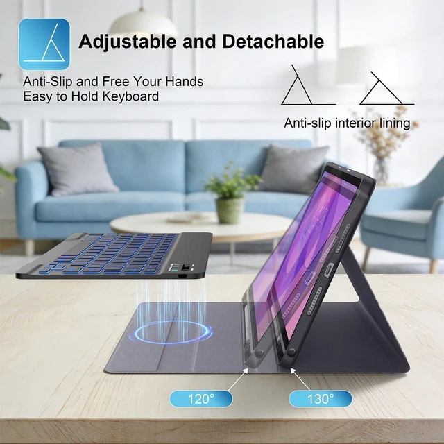 Alt view image 3 of 7 - Supveco Keyboard Case for Lenovo Idea Tab 11 Inch 2025,Book Black | 7 Colors Backlit,Wireless Detachable Folio Keyboard Cover with Tab Pen Holder, Fit Tab K11 Gen 2 (TB-336ZU/TB-336FU)