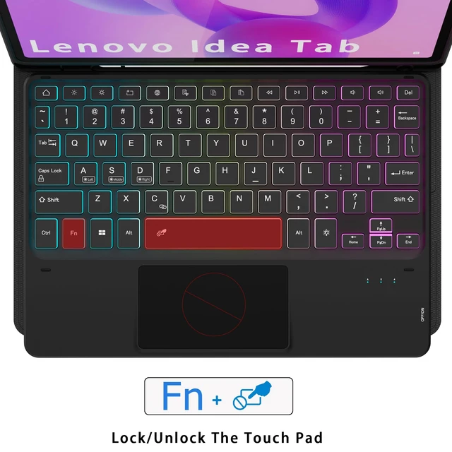 Alt view image 6 of 6 - for Lenovo Idea Tab 11-inch 2025 Keyboard Case with Trackpad and Backlit | 7 Colors RGB Backlit, Smart Touchpad, Detachable, Pen Holder, Rechargeable, TPU Protective Book Cover, Portable for Travel