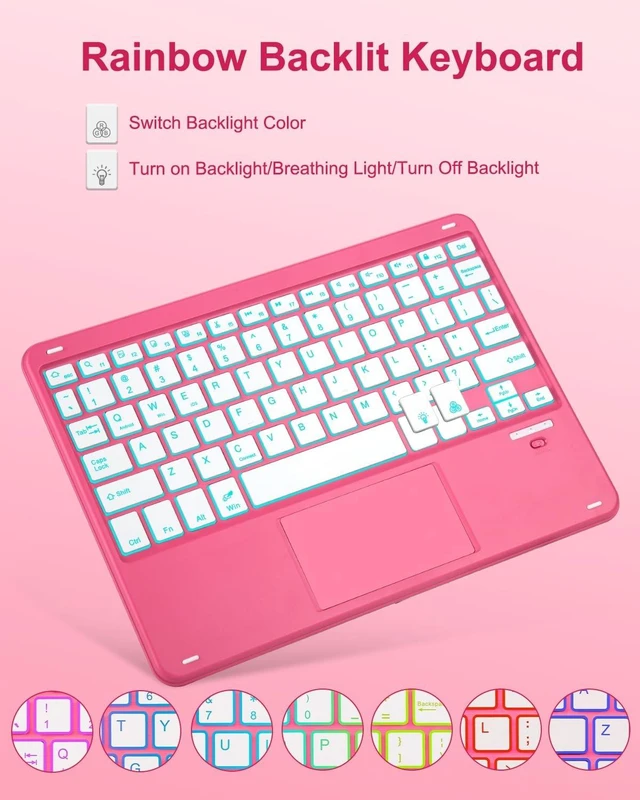 Alt view image 5 of 7 - EAMPANG Glitter Case with Trackpad Keyboard for Samsung Galaxy Tab A11+/A9+ | Plus 11 inch,Smart Touchpad 7 Color Backlit Removable Keypad Magnetic Case with Pen Slot for Tablet A11 Plus 5G Pink Mouse
