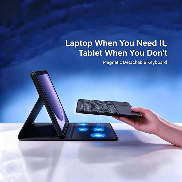Alt view image 6 of 7 - KAEZYNRA Galaxy Tab A11 Plus 2025/A9 Plus 2023 11-inch Case with Keyboard | Dual-Mode 7 Color Backlight, Multi-Touch Trackpad, Magnetic Detachable, Rechargeable Keyboard for Tab A11+/A9+, Black