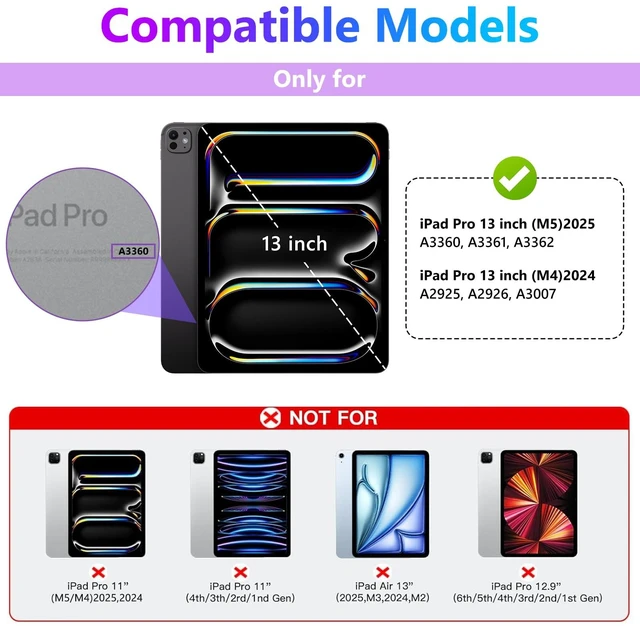 Alt view image 2 of 7 - for iPad Pro 13 inch Case with Keyboard M5/M4, 360° Rotating, Purple | Multi-Touch Trackpad, 7-Color Backlit, Built-in Pencil Holder, Long Battery, Keyboard for iPad Pro 13-inch (M5/M4) 2025/2024
