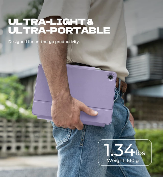 Alt view image 5 of 7 - Dexnor for Samsung Galaxy Tab A9+ Plus Case with Keyboard Ultra-Light | Ultra-portable, Magnetic Folio, Multi-Touch Trackpad, Backlit, Stylus Holder, for 11" Galaxy Tab A9+ Plus 2023, Purple