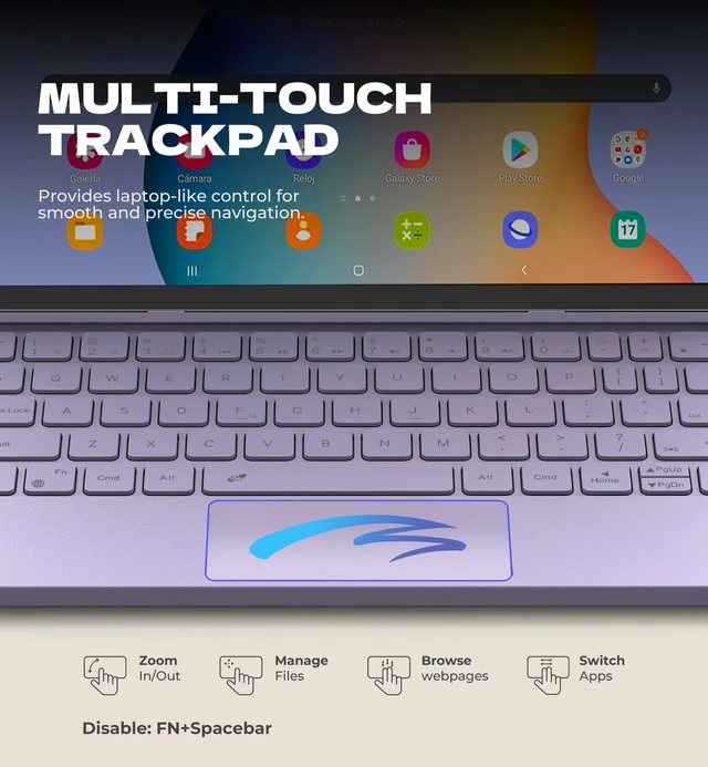 Alt view image 6 of 7 - Dexnor for Samsung Galaxy Tab A9+ Plus Case with Keyboard Ultra-Light | Ultra-portable, Magnetic Folio, Multi-Touch Trackpad, Backlit, Stylus Holder, for 11" Galaxy Tab A9+ Plus 2023, Purple
