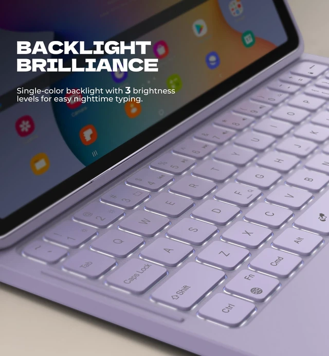 Alt view image 7 of 7 - Dexnor for Samsung Galaxy Tab A9+ Plus Case with Keyboard Ultra-Light | Ultra-portable, Magnetic Folio, Multi-Touch Trackpad, Backlit, Stylus Holder, for 11" Galaxy Tab A9+ Plus 2023, Purple